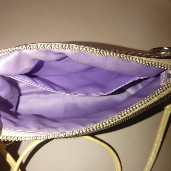 Coach Signature Logo Poppy Beige Yellow Crossbody Wristlet Purse Convertible - Picture 4 of 12